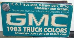 1983 GMC Truck Dealer Pocket Paint Chips Colors Display Full Line Advance Copy