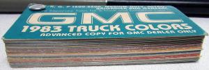 1983 GMC Truck Dealer Pocket Paint Chips Colors Display Full Line Advance Copy