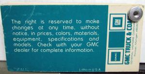 1983 GMC Truck Dealer Pocket Paint Chips Colors Display Full Line Advance Copy