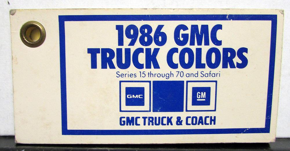 1986 GMC Truck Dealer Pocket Paint Chips Colors Display Series 15 Thru 70 Safari