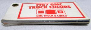 1987 GMC Truck Dealer Pocket Paint Chips Colors Display Series 15 Thru 70 Safari