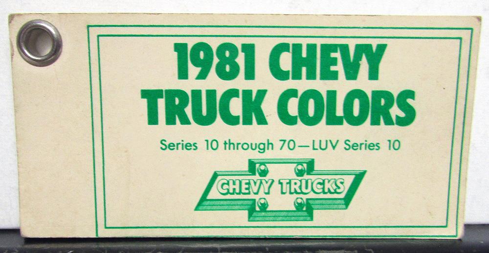 1981 Chevrolet Truck Dealer Pocket Paint Chips Colors Display Series 10-70 & LUV