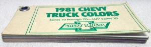 1981 Chevrolet Truck Dealer Pocket Paint Chips Colors Display Series 10-70 & LUV