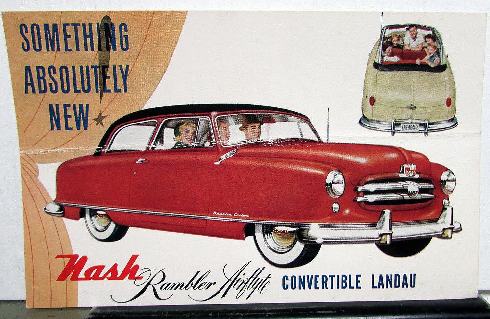 1950 Nash Rambler Airflyte Convertible Landau Dealer Promo Post Card Orig