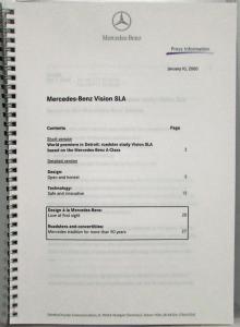 2000 Mercedes-Benz Vision SLA Roadster Media Information Press Kit