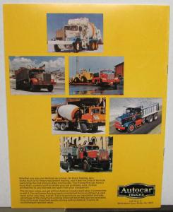 1970 Autocar Trucks Dealer Sales Brochure Construction H/D Features Orig