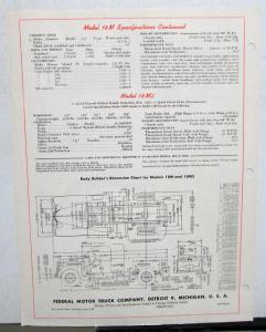 1947 1948 Federal Truck Model 18M Specification Sheet