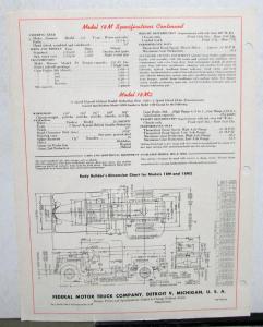 1947 1948 Federal Truck Model 18M Specification Sheet
