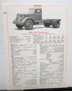 1947 1948 Federal Truck Model 65M Specification Sheet