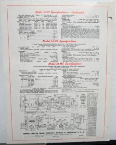 1947 1948 Federal Truck Model 65M Specification Sheet