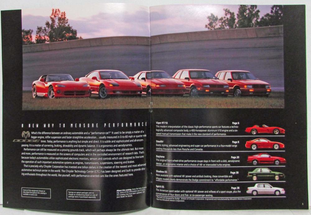 1993 Dodge Original Sales Brochure – Viper, Ram, Dakota, Truck, Stealth, Daytona (24 Pages, Very Good Condition)