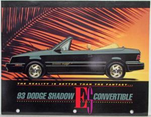 1993 Dodge Shadow ES Convertible Spec Sheet