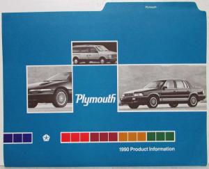 1990 Plymouth Media Product Information Press Kit Folder