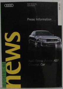 1993 Audi Space Frame ASF Concept Car Media Information Press Kit