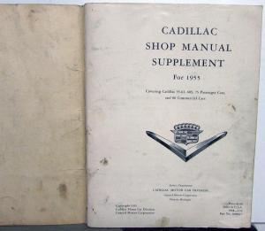 1955 Cadillac Service Shop Manual Supplement 55-62 60S 75 & 86 Commercial Cars