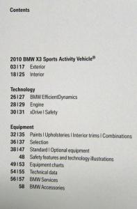 2010 BMW X3 Most Exciting Road of All Sales Brochure