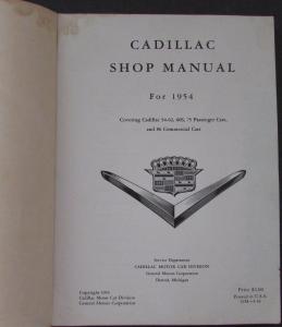 1954 Cadillac Service Shop Manual 54-62 60S 75 Passenger & 86 Commercial Cars