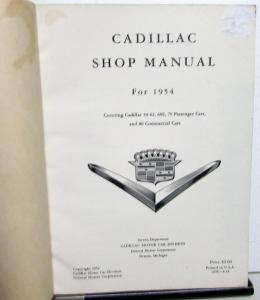 1954 Cadillac Service Shop Manual 54-62 60S 75 Passenger & 86 Commercial Cars