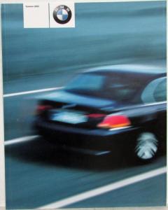 2002 BMW Model Range Sales Brochure - French Text