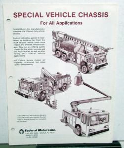 1980s Federal Special Vehicle Chassis Brochure Fire Truck Concrete Drill Rig