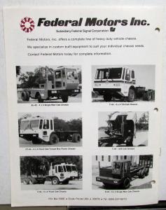 1980s Federal Special Vehicle Chassis Brochure Fire Truck Concrete Drill Rig