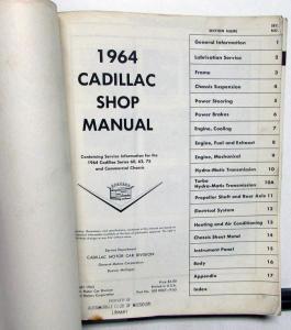 1964 Cadillac Service Shop Manual Series 60 62 75 Cars & Commercial Chassis