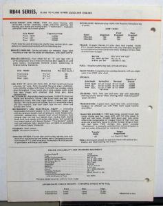 1975 1976 FWD Trucks Tractioneer 4X4 RB44 Gas Engine Dealer Specifications Sheet