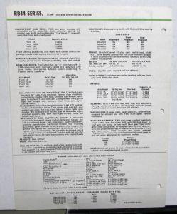 1976 FWD Trucks Tractioneer 4X4 RB44 Diesel 27300-35000 GVW Specifications Sheet