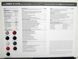 2008 Hummer H3 Alpha Dealer Sales Sheet Handout Card