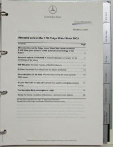 2003 Mercedes-Benz Tokyo Motor Show Media Information Press Kit