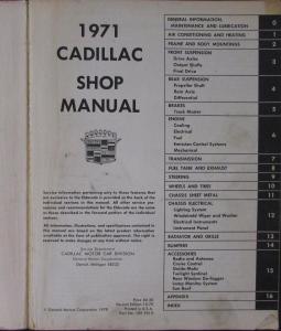 1971 Cadillac Shop Service Manual Fleetwood Calais deVille Eldorado Comm Chassis