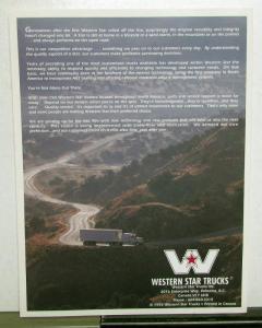 1993 Western Star Trucks Dealer Sales Brochure Semi Truck Tractor Folder