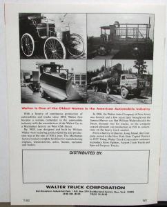 1987 1988 Walter Trucks Brochure Airport Snow Fighter Tractor Special Purpose