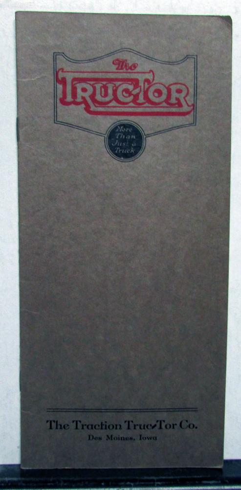 1920 Traction Truc-Tor Company Gas/Electric Truck Dealer Sales Brochure Original