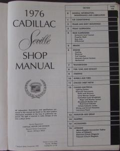 1976 Cadillac Seville Service Shop Repair Manual