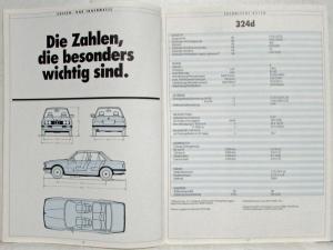 1987 BMW 324d Sales Brochure - German Text