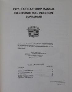 1975 Cadillac Shop Manual Supplement & Electronic Fuel Injection Supplement