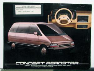 1984 Ford CONCEPT Aerostar Station Wagon Van Features Sales Sheet