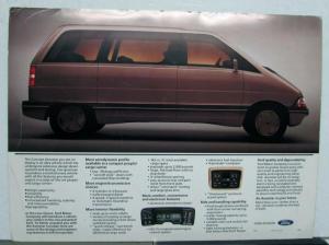 1984 Ford CONCEPT Aerostar Station Wagon Van Features Sales Sheet