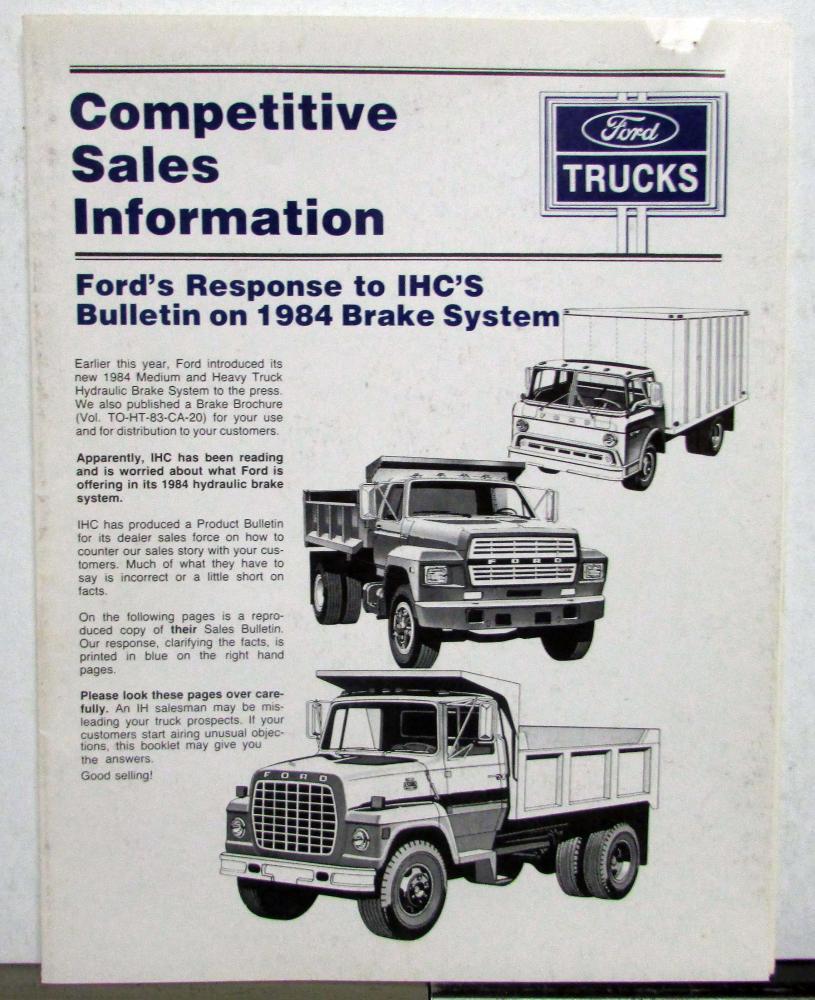 1984 Fords Response to IHC On Brake System Competitive Sales Info Brochure