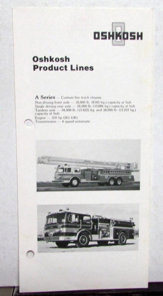 1978 Oshkosh Trucks Product Lines Pocket Sales Brochure A B F J L P V M R Series