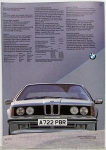 1984 BMW 628CSi 635CSi Sales Folder - Right-Hand Drive