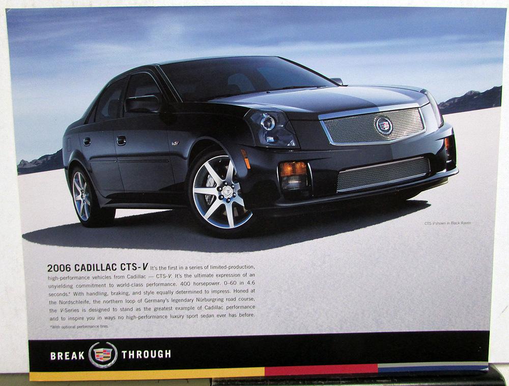 2006 Cadillac CTS-V Limited Edition Model Dealer Sales Card Specifications Sheet
