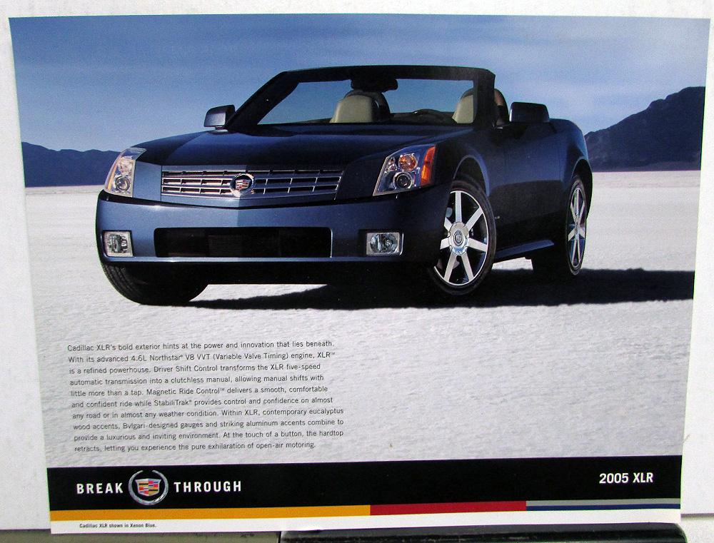 2005 Cadillac XLR Model Dealer Sales Card Specifications Sheet Handout
