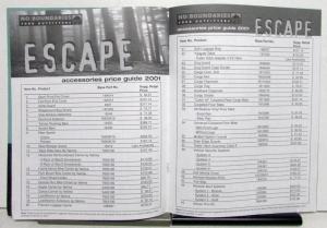 2001 Ford Escape Accessories Pricing Ordering Sales Brochure