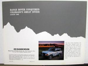 1991 Land Rover Range Rover Great Divide Edition Sales Folder