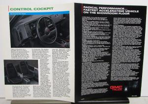 1991 GMC Syclone Special Edition S15 Pickup Truck Dealer Sales Brochure Folder
