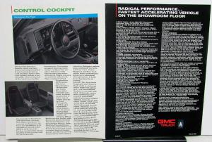 1991 GMC Syclone Performance Edition S15 Pickup Truck Sales Brochure Tri-Folder