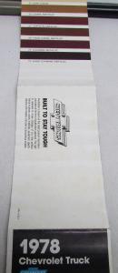 1978 Chevrolet Truck Dealer Exterior Color Brochure Paint Chips Pickup El Camino