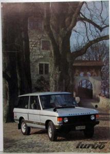 1980 Land Rover Range Rover Nova Swiss Turbo Specifications Folder